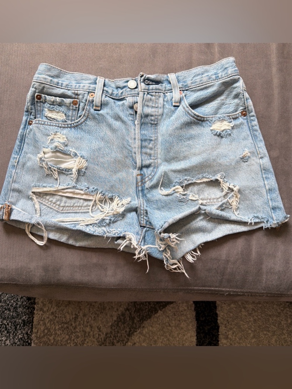 Levi’s distressed high waist shorts